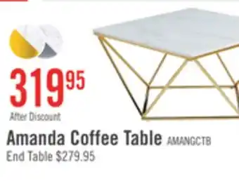 The Brick Amanda 31.5 Modern Square Coffee Table - White Marble Top with Gold Metal Base offer