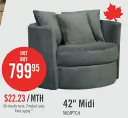The Brick Made in Canada Midi 42 Chenille Fabric Swivel Cuddler Accent Chair - Plush Thunder Grey offer