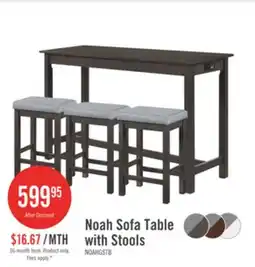 The Brick Noah 60 Modern Sofa Table with 3 Counter-Height Stools and USB Ports - Grey offer