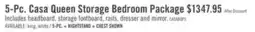 The Brick Casa 5pc Bedroom Set with Bed, Dresser & Mirror, Wood, Black - Queen Size offer