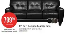 The Brick Curt 85 Genuine Leather Sofa with Button Tufting - Black offer