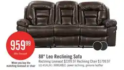 The Brick Leo 87.5 Leather-Look Fabric Reclining Sofa - Walnut Brown offer