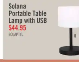 The Brick Solana 11 Modern Metal Acrylic Portable Indoor/Outdoor Table Lamp with USB Port - Black offer