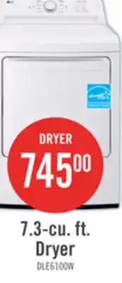 The Brick LG 7.3 Cu. Ft. Electric Dryer - White - DLE6100W offer