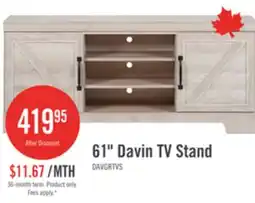 The Brick Davin 61 Rustic TV Stand with Storage and Cable Management for TVs up to 70- Whitewash offer