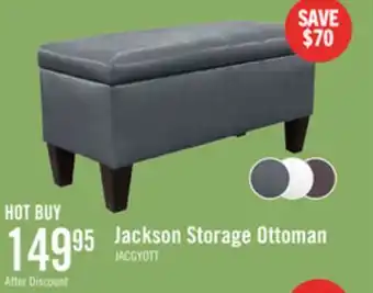 The Brick Jackson 40 Storage Ottoman - Grey Faux Leather offer