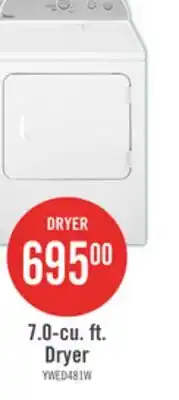 The Brick Whirlpool 7 Cu. Ft. Electric Dryer - White - YWED4815EW offer