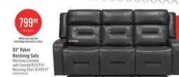 The Brick Ryker 82.5 Faux Leather Reclining Sofa with Storage Arms - Grey offer