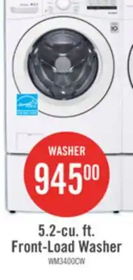 The Brick LG 5.2 Cu. Ft. Front-Load High-Efficiency Washer - White - Stackable - WM3400CW offer