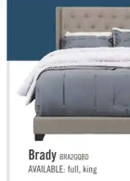 The Brick Brady Upholstered Wingback Bed in Light Grey Fabric with Nailhead Design, Button Tufted - Queen Size offer