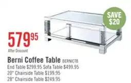 The Brick Berni 47.2 Glam Mirror & Glass Top Coffee Table with Shelf - Silver Metal with Diamond Look Legs offer