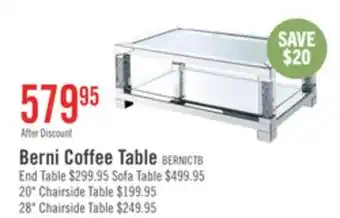 The Brick Berni 47.2 Glam Mirror & Glass Top Coffee Table with Shelf - Silver Metal with Diamond Look Legs offer