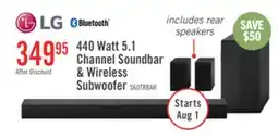 The Brick LG 5.1 CH Bluetooth Dolby Digital Soundbar with Rear Speakers and Wireless Subwoofer (S60TR.ACANLLK) offer