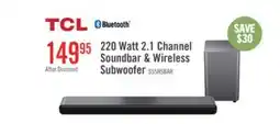The Brick TCL 2.1 CH Bluetooth Dolby Atmos DTS Virtual:X Soundbar with Wireless Subwoofer (S55H) offer