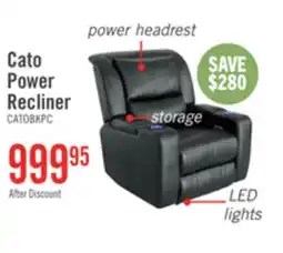 The Brick Cato 36.50 Leather-Look Fabric Power Reclining Chair with Power Headrest and Dual Cupholders - Black offer