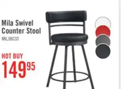 The Brick Mila Counter Stool with Swivel Seat, Vegan Leather Fabric, Metal - Black offer