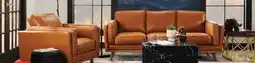 The Brick Vivia 86 Genuine Leather Sofa with Removable Seat Cushions and Wood Base - Caramel Brown offer