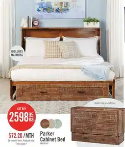 The Brick Parker Cabinet Bed with Memory Foam Mattress, Weathered Brown - Queen Size offer