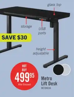 The Brick Metro 47.24 Height-Adjustable Office Desk with Storage and USB Ports - Black offer
