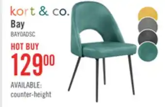 The Brick Kort & Co. Bay Dining Chair with Vegan Leather Fabric, Metal - Aqua offer