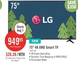 The Brick LG 75 UA77 4K UHD Smart TV offer