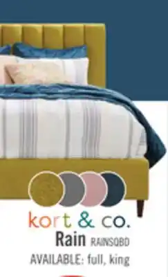 The Brick Kort & Co. Rain Upholstered Platform Bed in Green Fabric, Tufted - Queen Size offer