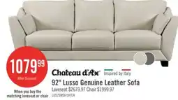 The Brick Chateau d'Ax Lusso 92 100% Genuine Leather Sofa with Wood Legs - Smoke Grey offer