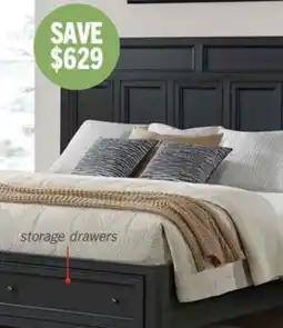 The Brick Casa Panel Bed with Headboard & Frame, Wood, Black - Queen Size offer