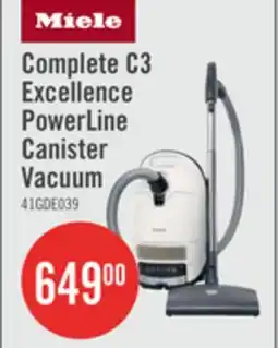 The Brick Miele Complete C3 Excellence PowerLine Canister Vacuum - 41GDE039CDN offer