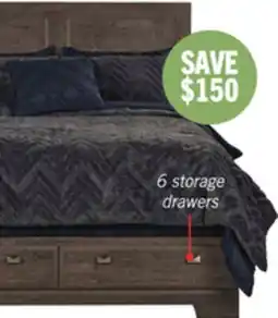 The Brick Yorkdale 6-Drawer Platform Bed with Headboard & Storage Frame, Made in Canada, Grey - Queen Size offer