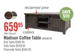 The Brick Madison 50 Rustic Coffee Table With Storage, Shelf and Casters - Grey Brown Wood offer