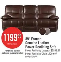 The Brick Franco 89 Genuine Leather Zero Gravity Power Reclining Sofa with USB Ports - Brown offer