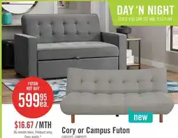 The Brick Cory 59 Velvet Fabric Klik Klak Futon with Tufting - Grey offer