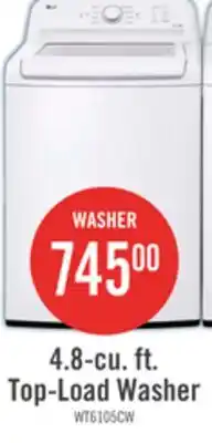 The Brick LG 4.8 Cu. Ft. Top-Load High-Efficiency Washer - White - WT6105CW offer
