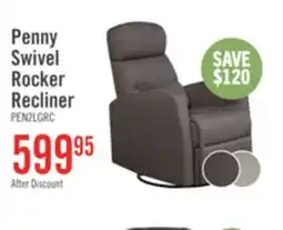 The Brick Penny 29.1 Linen-Look Fabric Swivel Rocker Reclining Chair - Grey offer