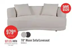 The Brick Moon 78 Fabric Curved Loveseat with Accent Pillows - Wooly Almond White offer