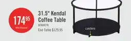 The Brick Kendal 31.5 Modern Round Glass Top Coffee Table with Casters - Black offer