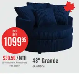 The Brick Made in Canada Grande 48 Chenille Fabric Cuddler Accent Chair - Groove Midnight Blue offer