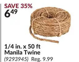 Princess Auto 1/4 in. x 50 ft Manila Twine offer