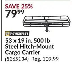 Princess Auto 53 x 19 in. 500 lb Steel Hitch-Mount Cargo Carrier offer