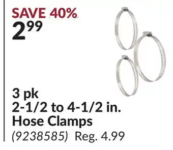 Princess Auto 3 pk 2-1/2 to 4-1/2 in. Hose Clamps offer