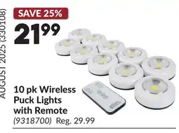 Princess Auto 10 pk Wireless Puck Lights with Remote offer