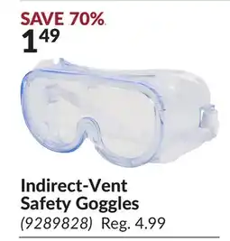 Princess Auto Indirect-Vent Safety Goggles offer