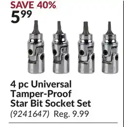Princess Auto 4 pc Universal Tamper-Proof Star Bit Socket Set offer