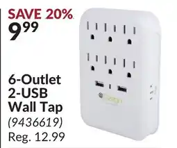 Princess Auto 6-Outlet 2-USB Wall Tap offer