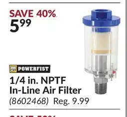 Princess Auto 1/4 in. NPTF In-Line Air Filter offer