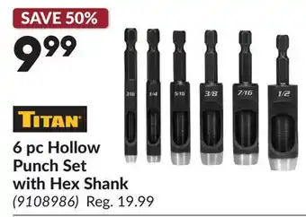Princess Auto 6 pc Hollow Punch Set with Hex Shank offer