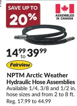 Princess Auto NPTM Arctic Weather Hydraulic Hose Assemblies offer