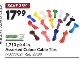 Princess Auto 1,710 pk 4 in. Assorted Colour Cable Ties offer