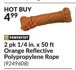 Princess Auto 2 pk 1/4 in. x 50 ft Orange Reflective Polypropylene Rope offer